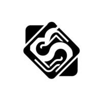 Geometric Abstract Composition Featuring a Stylized S Within a Square Frame on a Grayscale Background. vector