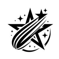 Black and White Starburst Dynamic Composition of Stars, Streaks, and Orbs, Reflecting Movement and Celebration. vector