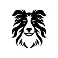 Stylized Black and White Border Collie Head on White Background Simple, Clean, and Elegant. vector