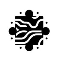 Abstract Black and White Square Composition with Wavy Lines, Surrounded by Dots and Circles vector