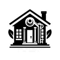 Symbolic Illustration of a Home with Key Architectural, Simplified, and Elegant Representing Ownership and Real Estate vector