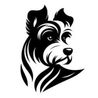 Elegant monochrome dog portrait Stylized black and white illustration of a friendly canine, perfect for and branding, set against a clean white background. vector