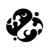 Abstract YinYangesque Black and White Motif with Cresent and Circle Details, Minimalist Art. vector