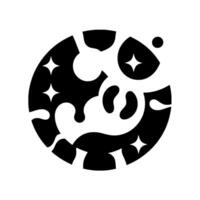 Abstract Black and White Circle with Stellar and Organic Forms in a Minimalist, Modern Composition. vector