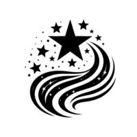 Black and White Celestial Burst A stylized depiction of stars erupting in dynamic, swirling trails and radiant stardust. vector