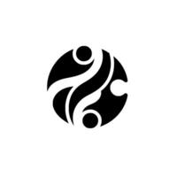 Abstract Black and White Circular with Flowing Lines and Symbolic Elements on a Gradient Background. vector
