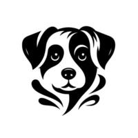 Stylized Black and White Dog Head Illustration Featuring a Friendly Expression and Abstract, Decorative Elements. vector