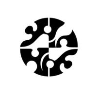 Circular abstract featuring a black and white puzzlelike composition with stylized, organic shapes and rounded elements on a bright background. vector