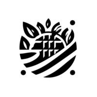 Abstract Black and White Geometric Pineapple with Leaves, Stripes, and Dots on a Clean White Background vector