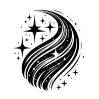 Black and White Swirl of Stars and Cosmic Dust, Abstract Starburst on White Background. vector