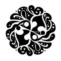 Symmetrical Black and White of Flowing, Ornate Shapes with Dot Accents on a Neutral Background. vector
