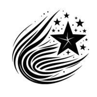 Stylized black and white illustration Star cluster with curved, streaking lines, on a white background. vector