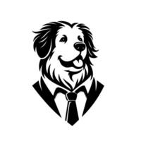 Formal Portrait of a Smiling Dog BusinessAttired Canine , Black White Stylized , Dapper Gentleman vector