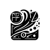 Abstract Black and White Geometric with Circular Elements, Wave, and Leaf Compositions on a White Backdrop. vector