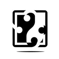 Yin Yang Puzzle Black White, Interlocked Pieces, Simplified Illustration, Square Frame. vector