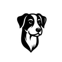 Stylized Black and White Dog Portrait Canine Head with Friendly Expression, Isolated on a White Background for or . vector