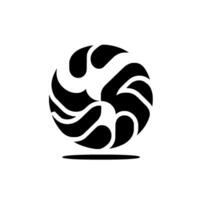 Abstract black and white circular featuring stylized curved shapes, shadows, and gradients on a white background, representing modern . vector