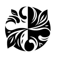 Symmetrical, FloralInspired Black and White in a Circle, with Segmented Composition, Evoking Balance and Harmony. vector