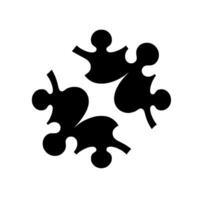 Abstract black puzzle pieces forming a central shape on a white background with a subtle drop shadow, suggestive of connection, unity, and collaboration. vector