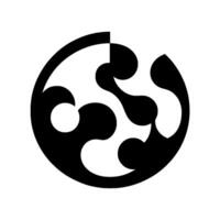 Abstract Black and White Symmetrical within a Circle, with a YShaped Pattern Composed of Interlocking Shapes. vector