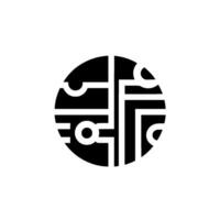 Modern minimalist Black and white geometric circular with networklike, circuit board abstract elements. vector