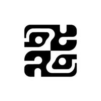 Abstract Geometric Pattern Symmetrical Black and White with Rounded Shapes and Dot Details. vector