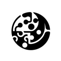 Circular Abstract Composition with Intertwined Black and White Organic Shapes, Displaying Harmonious Contrasts, Minimalist . vector