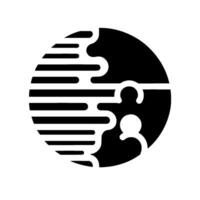 Abstract Black and White Circle with Integrated Puzzle Pieces and Striped Texture, Reflecting Unity and . vector