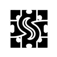 Black and White Puzzle with a Central, Flowing S Shape Suggesting Integration and Interconnectedness. vector