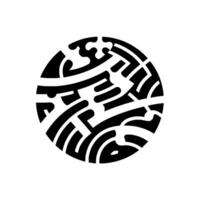 Abstract Black White Circular Composition of Intertwined Geometric and Organic Forms Against White Background vector