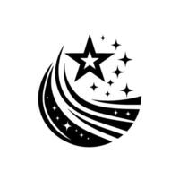 Black and White Starburst with a Large FivePointed Star and Arcing Lines, Perfect for Awards and Achievements, Isolated on White vector