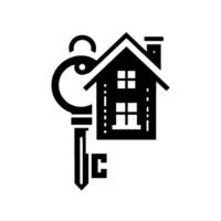 Black and white house key concept symbolizing property access, home ownership, real estate and security with a minimalist and modern . vector