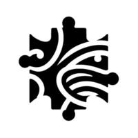 Intricate Black and White Hexagon with Ornate Swirls and Circular Accents, A Stylized Ornamental Emblem. vector