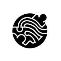 Abstract black and white , a circular composition with stylized wavy, geometric shapes and lines, set against a white background. vector