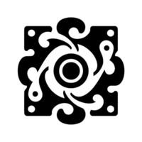 Abstract Black and White Geometric with Central Swirl and Rounded Edges, on a Plain Background, Evoking Simplicity. vector
