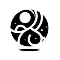 Abstract Black White Circular with Swirls, Dots, and a Subtle Shadow, Suggesting Mystery and Modernity on White Background. vector