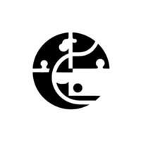Abstract geometric monochrome circular , blending puzzle pieces with negative space, symbolizing unity and connection. vector