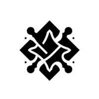 Intricate Black and White Geometric Pattern in a Square Frame with Intertwined Shapes and Circular Accents. vector