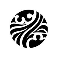 Abstract Black and White Circular with Flowing Lines and Organic Shapes, Isolated on White, Minimalist Aesthetic. vector
