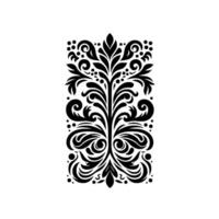 Elegant Black Floral on White Background Symmetrical, Intricate, and Ornamental Composition with Leafy and Swirling Elements. vector