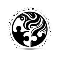 Abstract Black and White Circular Composition Jigsaw Puzzle with Swirling Designs and Dots vector