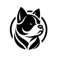 A minimalist black and white of a dogs profile within a circular frame, emphasizing clean lines and a modern aesthetic. vector