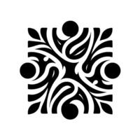 Symmetrical Black and White Floral Pattern in a Square, Evoking a Sense of Balance and Natural vector