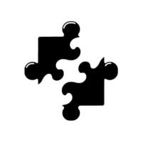 Abstract Featuring Two Interlocking Puzzle Pieces in Black and White, Simple Modern Style vector