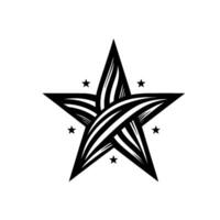 Striking Black and White Star with Striped Pattern and Accompanying Smaller Stars on a Clean White Backdrop. vector