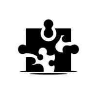 Vectorized Black and White Puzzle Piece Illustration, Symbolic of Collaboration, ProblemSolving, and Unity on a White Backdrop. vector