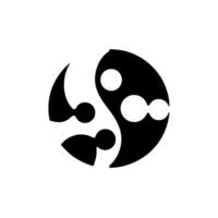 Abstract, minimalist yinyang inspired symmetrical black and white with a unique rounded form and circular and bulbous shapes. vector