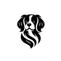 Simplified monochrome illustration of a Cavalier King Charles Spaniel, featuring stylized fur and expressive eyes against a pristine white background. vector