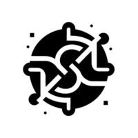 Stylized Black White Circular with Interlocking Lines, Rounded Ends, and Minimalist Dots and Squares, Representing Connections. vector