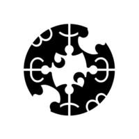 Abstract Circular Puzzle Black and White Jigsaw Elements in a Modern Geometric Composition, Clean and Minimalist. vector